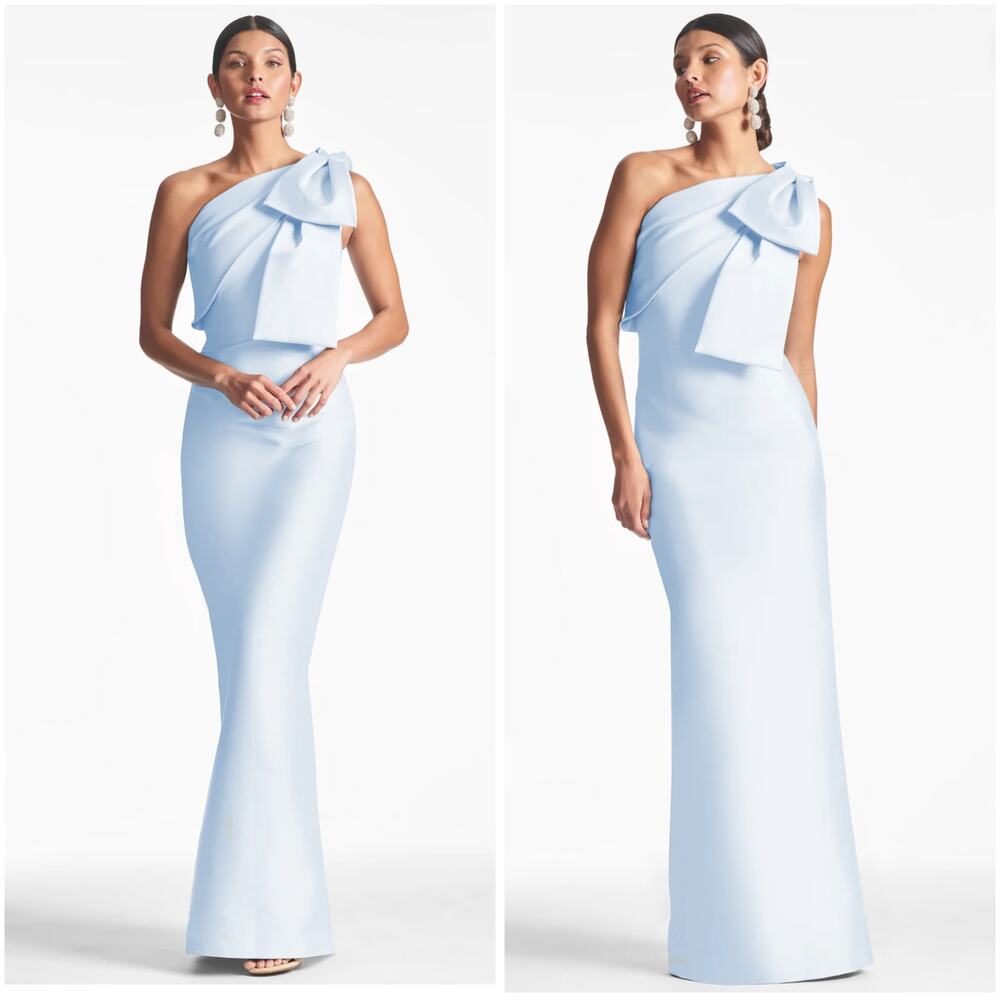 Sachin + Babi Bonnie Gown NWT Glacial Blue One Shoulder Black Tie Dress 4 - Picture 7 of 8